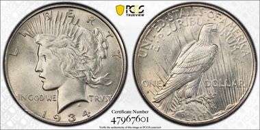 1934-S $1 MS61