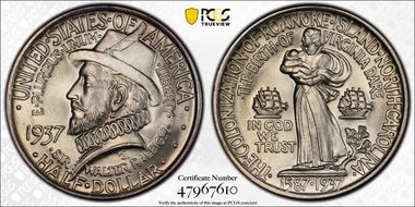 1937 50C Roanoke MS67+