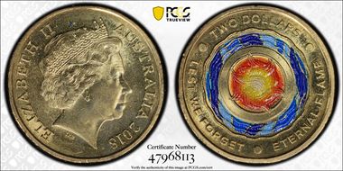 2018 $2 Lest We Forget Eternal Flame Colorized MS66