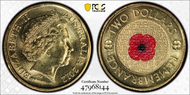 2012 $2 Remembrance Day Colorized MS66