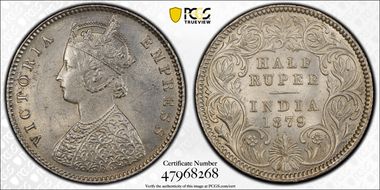 1879-C 1/2 Rup SW-6.176 MS63