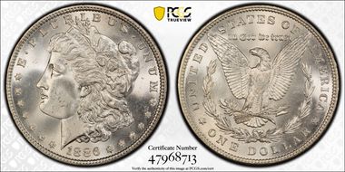 1886 $1 VAM 1C, 3+2, Clashed Reverse MS67
