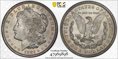 1921 $1 Morgan MS67
