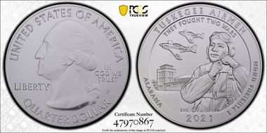 2021-P 25C Tuskegee Airmen NP 5oz Silver SP69