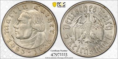 1933-F 5 Mk Luther J-353 AU58