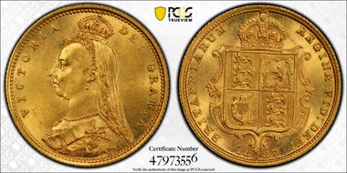 1887-S 1/2 Sov S-3871 Spread JEB MS62