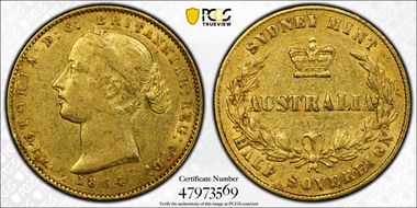 1864-SY 1/2 Sov Arabic 1 AU50