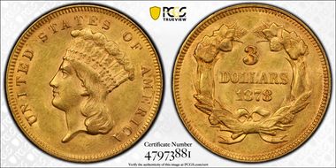 1878 $3 AU58