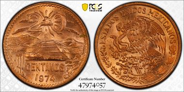1974-Mo 20C Bronze MS65RD
