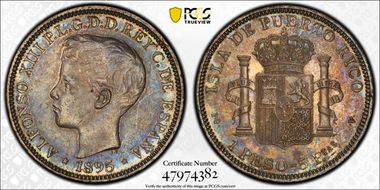 1895-PG V Peso KM-24  Ag AU50