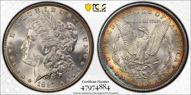 1887 $1 VAM 5 Doubled Date MS63