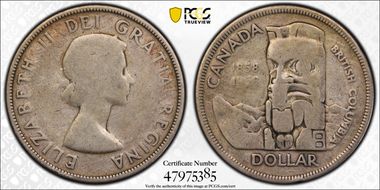 1958 S$1 British Columbia VG8