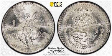 1988-Mo Onza Libertad Ag MS65