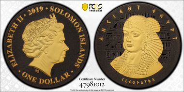 2019 $1 Cleopatra Gold & Black Ni Plated PL70