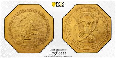 (c.1930's) Tk "$50" Jankovsky-132 Brass The Miner Kneeling MS63