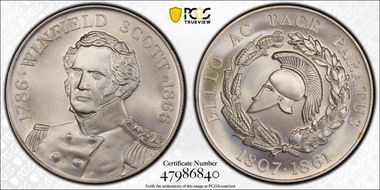 (1966) SC50C Winfield Scott Centennial Ag Heraldic Art Medal MS68