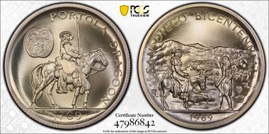 1969 SC50C San Diego Bicentennial Ag Heraldic Art Medal MS68