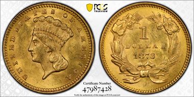1873 G$1 Open 3 MS63