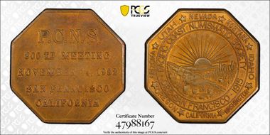 1982 Medal 800th Meeting P.C.N.S. Bronze MS64RB