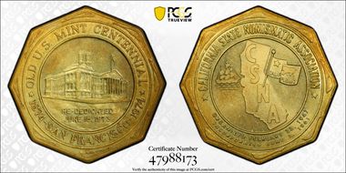 1974 Medal Old U.S. Mint Centennial C.S.N.A. Brass MS63