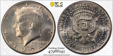 1974-D 50C Doubled Die Obv,  FS-101 MS65