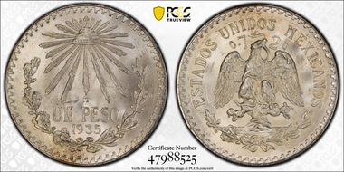 1935-M Peso KM-455  Ag MS66