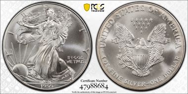 1999 $1 Silver Eagle MS69