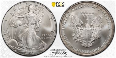 2002 $1 Silver Eagle MS69