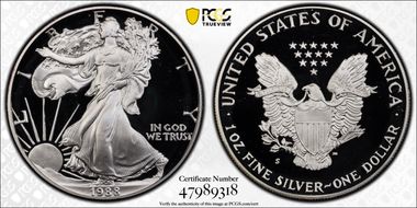 1988-S $1 Silver Eagle PR69DCAM
