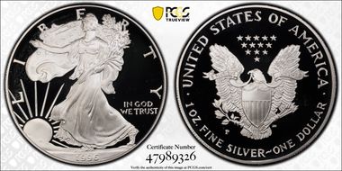 1996-P $1 Silver Eagle PR69DCAM