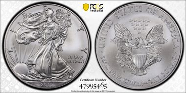 2015-W $1 Burnished Silver Eagle SP70