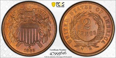 1865 2C Fancy 5 MS64RB