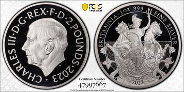 2023 £2 Britannia Charles III Effigy First Strike PR69DCAM