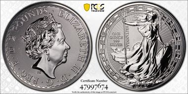 2019 £2 S-BF22 Britannia Ag Oriental Border MS68