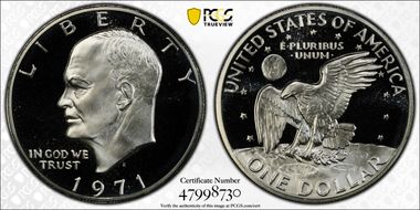 1971-S $1 Silver PR70DCAM
