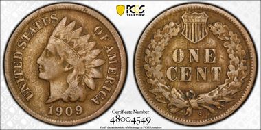 1909-S 1C Indian VG10BN