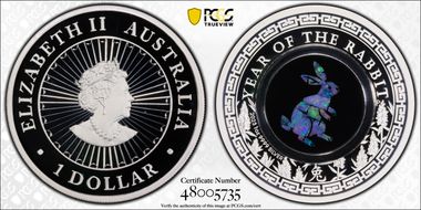 2023-P $1 Year of the Rabbit Opal Ag PR69DCAM