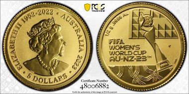 2023 $5 FIFA Women's World Cup Frosted Uncirculated MS69