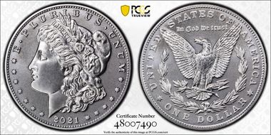 2021-D $1 Morgan Dollar 100th Anniversary MS70