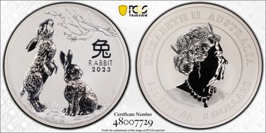 2023-P $8 Year of the Rabbit 5oz Ag MS69