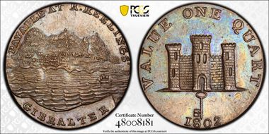 1802 Quart KM-Tn1 AU58BN