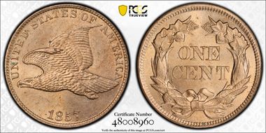 1857 1C Flying Eagle MS64