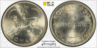 AH1369-1950 50C KM-4  Ag MS65