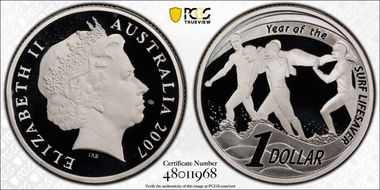 2007 $1 Surf Lifesaving Silver PR69DCAM