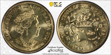 2021 $1 Original Wiggles Band 30th Anniversary MS67