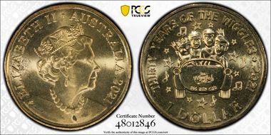2021 $1 Current Wiggles Band 30th Anniversary MS67