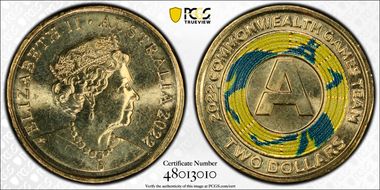 2022 $2 Commonwealth Games - A Colorized MS67