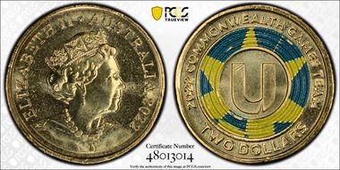2022 $2 Commonwealth Games - U Colorized MS67
