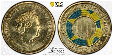 2022 $2 Commonwealth Games - U Colorized MS67