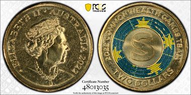 2022 $2 Commonwealth Games - S Colorized MS67